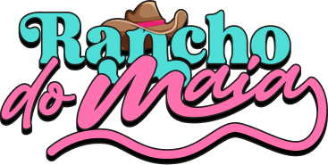 Logo do Rancho do Maia, edição Texas: letreiro em verde-água e rosa com chapéu de cowboy.